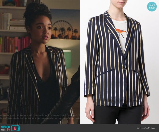 Forte Forte Woven Stripe Blazer worn by Kat Edison (Aisha Dee) on The Bold Type