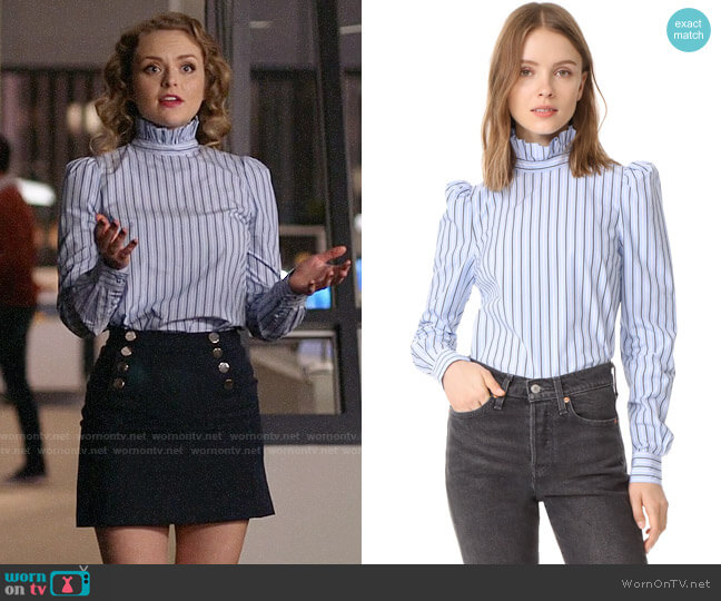 Frame Ruffle Neck Shirt worn by Eve Teschmacher (Andrea Brooks) on Supergirl