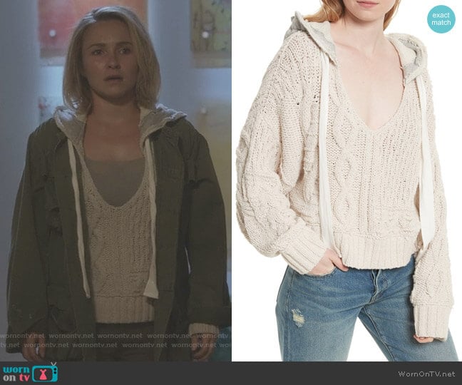 Free People Tierra Cable Knit Hoodie worn by Juliette Barnes (Hayden Panettiere) on Nashville