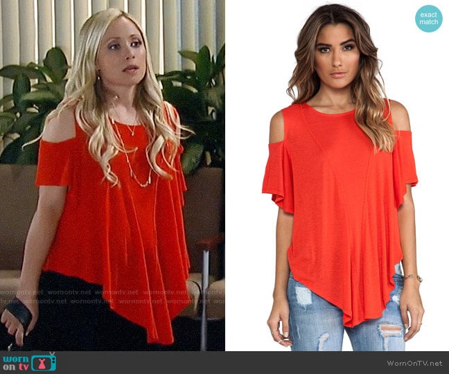 Free People Cold Shoulder Seamed Top worn by Lulu Spencer Falconeri (Emme Rylan) on General Hospital