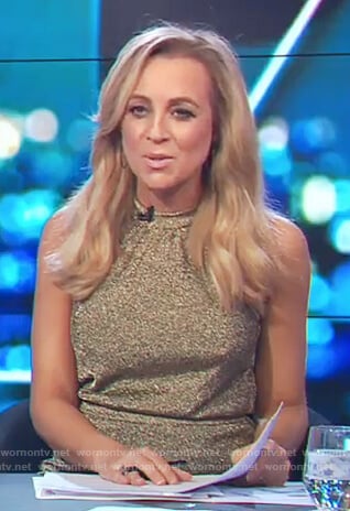 Carrie’s gold metallic dress on The Project