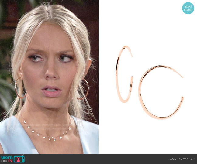 Gorjana Arc Hoop Earrings in Rose Gold worn by Abby Newman (Melissa Ordway) on The Young and the Restless