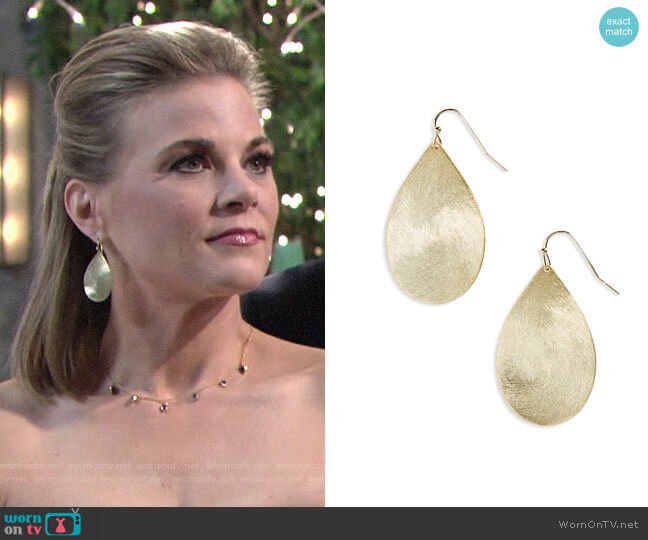 Halogen Large Brushed Teardrop Earrings worn by Phyllis Newman (Gina Tognoni) on The Young and the Restless