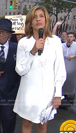 Hoda’s white tie neck mini dress on Today