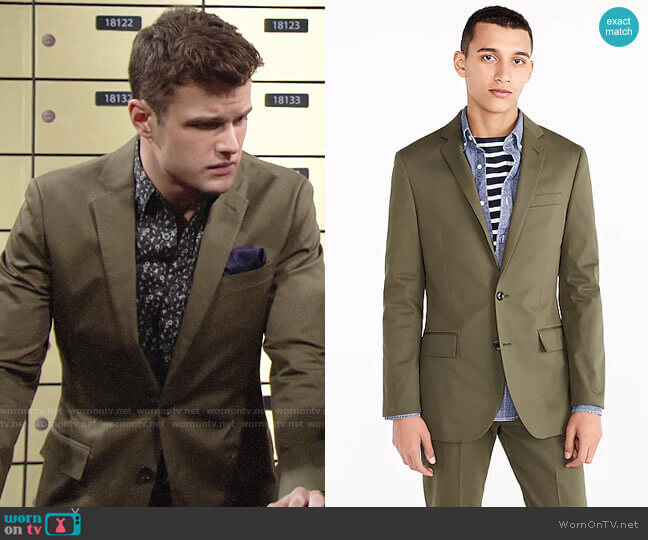 J.Crew Ludlow Jacket in Streetscape Green worn by Kyle Abbott (Michael Mealor) on The Young and the Restless