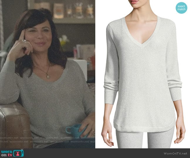 Joan Vass V-Neck Lurex Sweater worn by Cassandra Nightingale (Catherine Bell) on Good Witch
