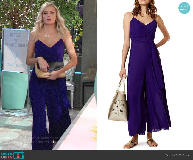 Karen Millen Belted Wide Leg Jumpsuit worn by Abby Newman (Melissa Ordway) on The Young and the Restless