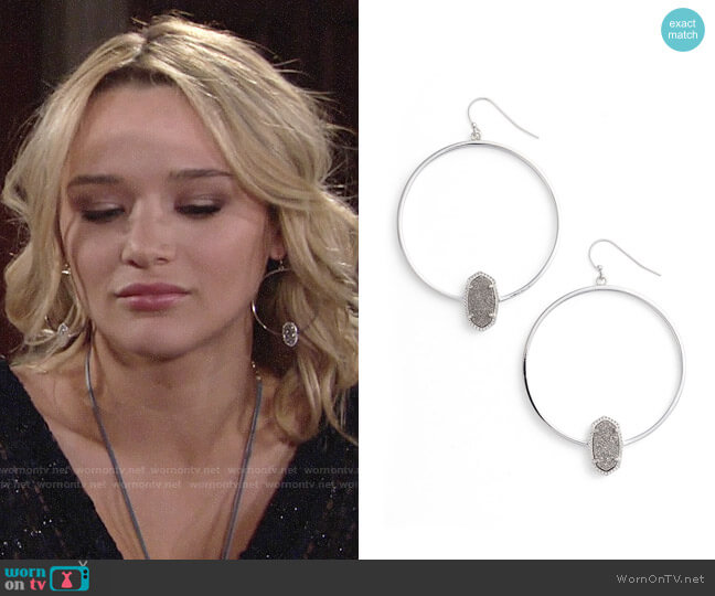 Kendra Scott Elora Earrings in Platinum Drusy / Silver worn by Summer Newman (Hunter King) on The Young and the Restless
