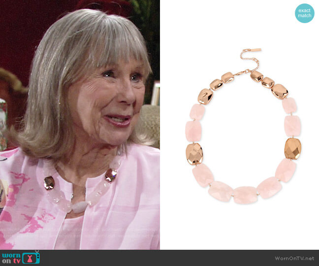 Kenneth Cole New York Salt Mines Quartz Stone Collar Necklace worn by Dina Mergeron (Marla Adams) on The Young and the Restless