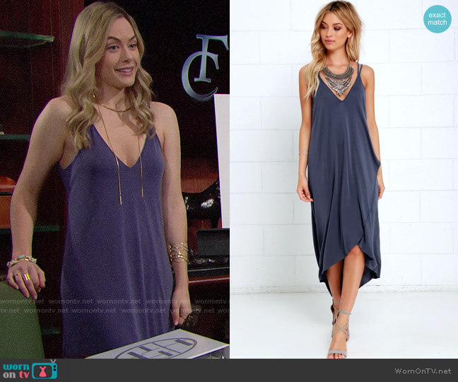 Lush Mood and Melody Washed Blue High Low Dress worn by Hope Logan (Annika Noelle) on The Bold and the Beautiful