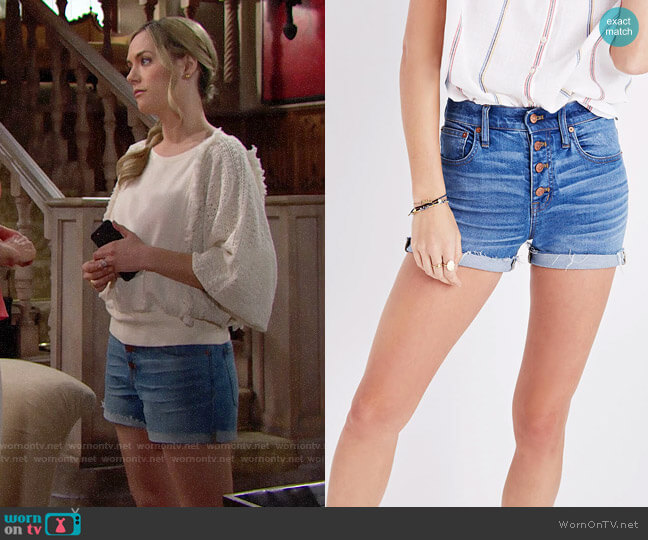 Madewell High-rise Denim Boyshorts Button-through Edition worn by Hope Logan (Annika Noelle) on The Bold and the Beautiful