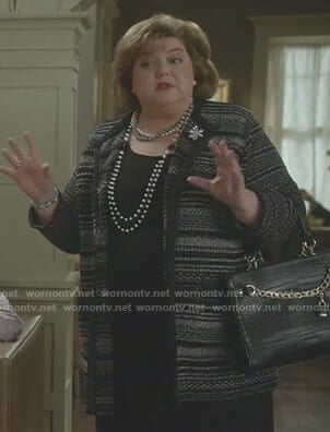 Martha’s black striped topper jacket on Good Witch