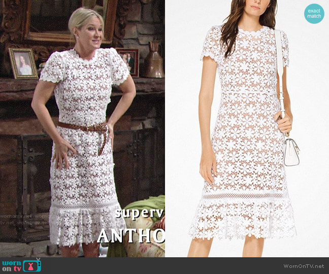 MICHAEL Michael Kors Floral Lace Dress worn by Sharon Newman (Sharon Case) on The Young and the Restless