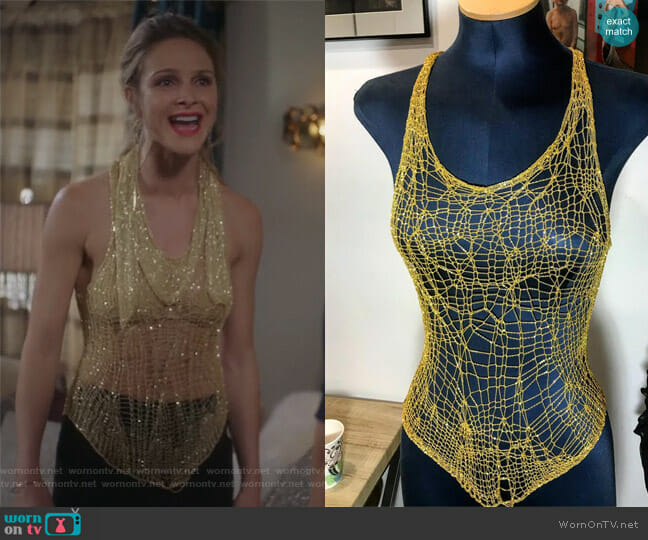 Natalia Fedner Design Metallic Spiderweb Top worn by Phoebe Wells (Beau Garrett) on Girlfriends Guide to Divorce