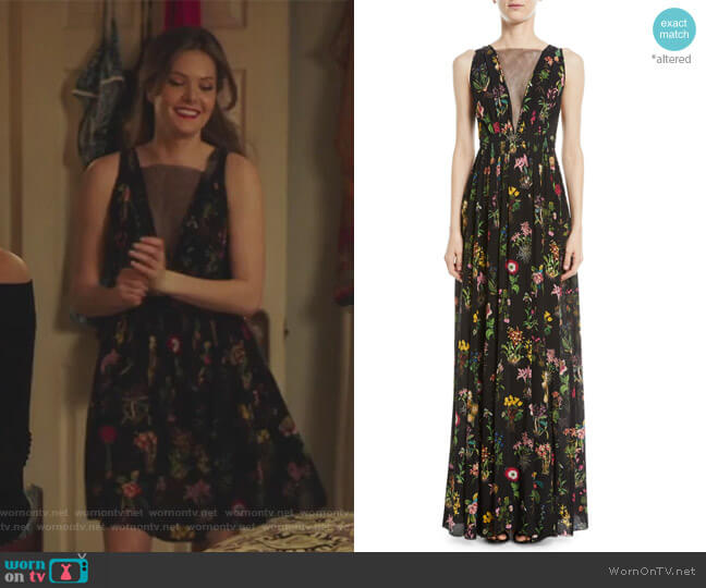 No. 21 Sleeveless Floral-Print Long Evening Gown worn by Sutton (Meghann Fahy) on The Bold Type