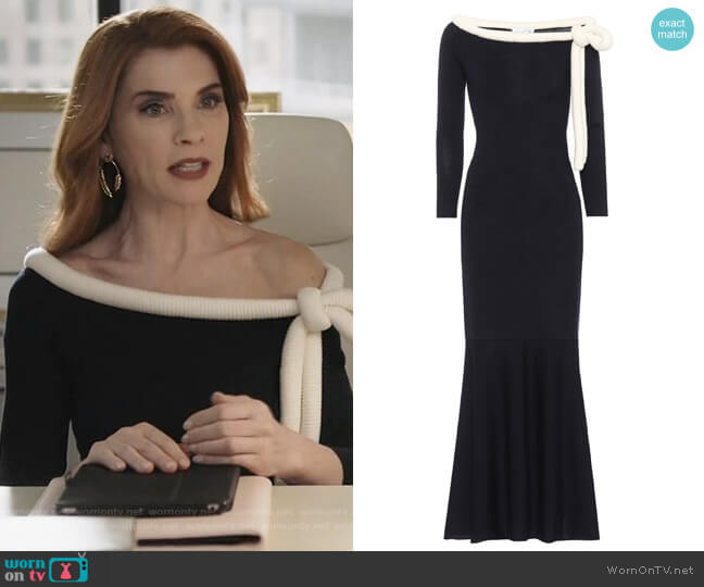 Oscar de la Renta Long-sleeved wool dress worn by Kitty Montgomery (Julianna Margulies) on Dietland