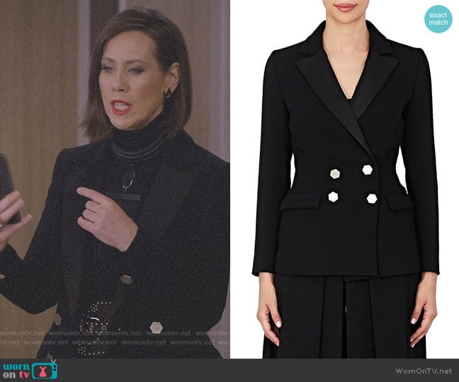 Osman Ruby Suppressed-Waist Wool Blazer worn by Diana Trout (Miriam Shor) on Younger