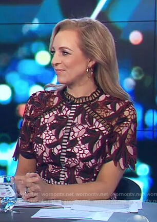 Carrie’s pink floral lace trim dress on The Project