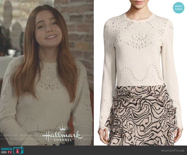 Derek Lam 10 Crosby Pointelle Cotton Sweater worn by Grace Russell (Bailee Madison) on Good Witch