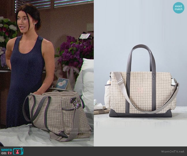 Pottery Barn Kids Houndstooth Classic Diaper Bag worn by Steffy Forrester (Jacqueline MacInnes Wood) on The Bold and the Beautiful