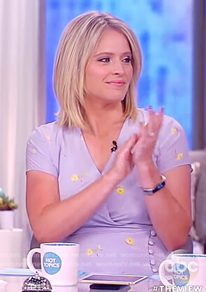 Sara’s purple floral wrap dress on The View
