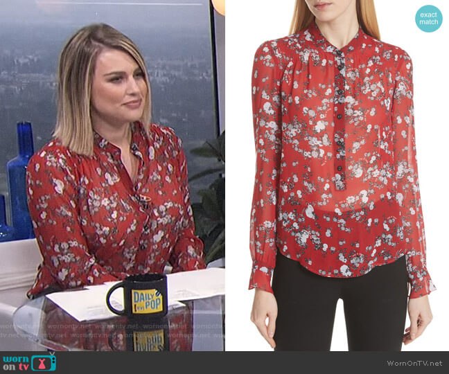 Rag & Bone Susan Floral Print Silk Blouse worn by Carissa Loethen Culiner on E! News