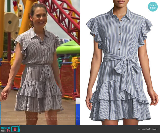 Rebecca Taylor Flutter-Sleeve Striped Shirtdress worn by Ginger Zee on Good Morning America