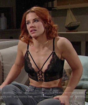 Sally’s black lace corset bra on The Bold and the Beautiful