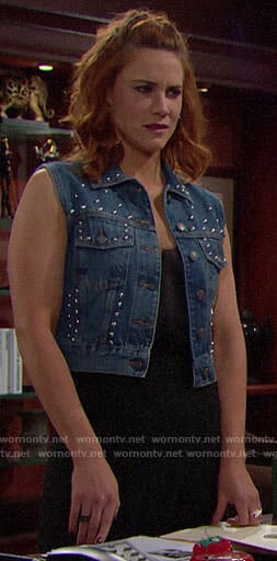 Sally’s studded denim vest on The Bold and the Beautiful