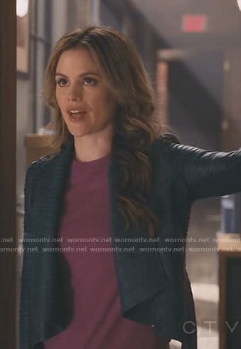 Sam’s blue pleated leather jacket on Take Two