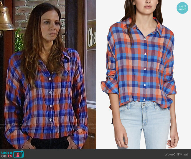 Sanctuary Mod Boyfriend Shirt in Spring Awakening worn by Kim Nero (Tamara Braun) on General Hospital
