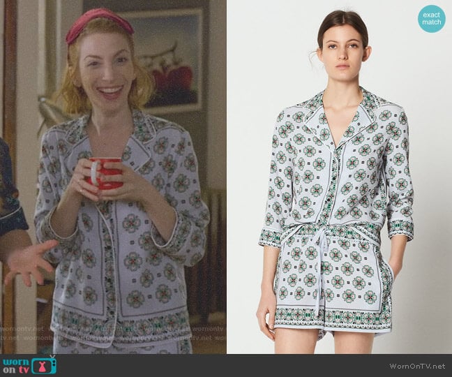 Sandro Drawstring Print Shorts worn by Lauren (Molly Bernard) on Younger