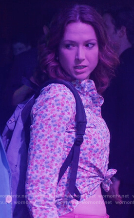 Kimmy’s floral print shirt on Unbreakable Kimmy Schmidt