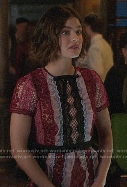 Stella’s pink striped lace dress on Life Sentence