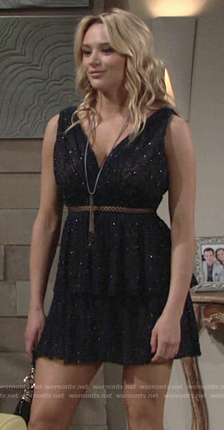 Summer’s metallic navy mini dress on The Young and the Restless