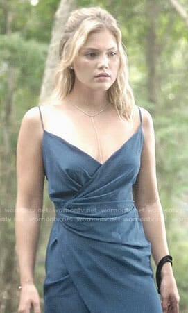 Tandy’s blue wrap dress on Marvel’s Cloak and Dagger