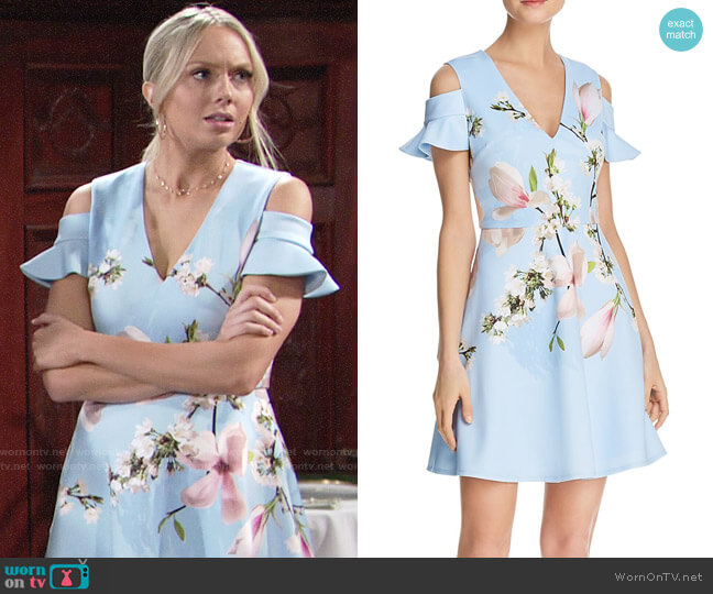 Ted Baker Effrae Harmony Cold-Shoulder Dress worn by Abby Newman (Melissa Ordway) on The Young and the Restless