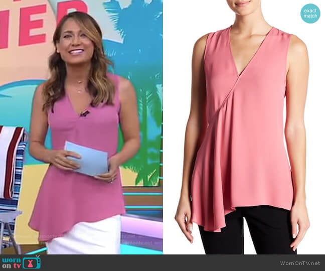 Theory Fluid Silk Georgette Top worn by Ginger Zee on Good Morning America