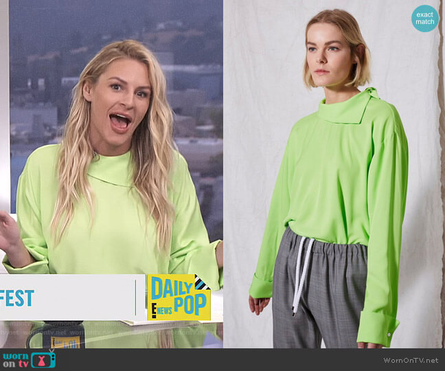 Topshop Boutique Fold Neck Top worn by Morgan Stewart on E! News