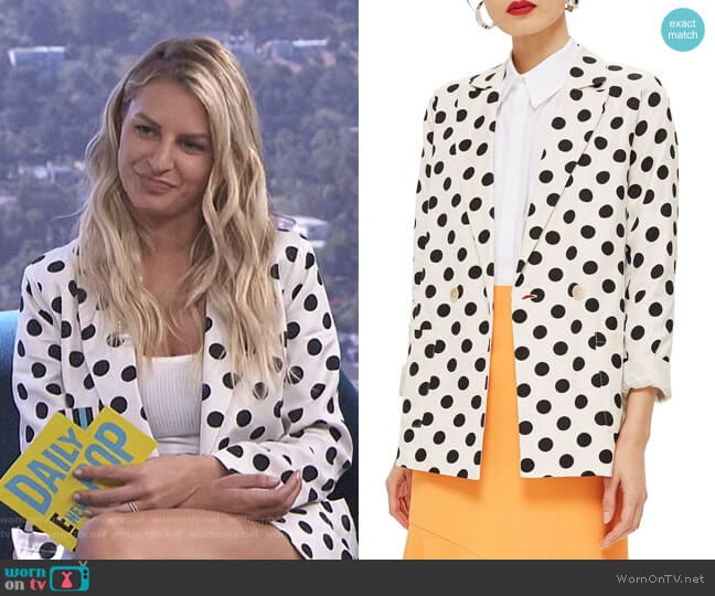 Topshop Polka Dot Blazer worn by Morgan Stewart on E! News