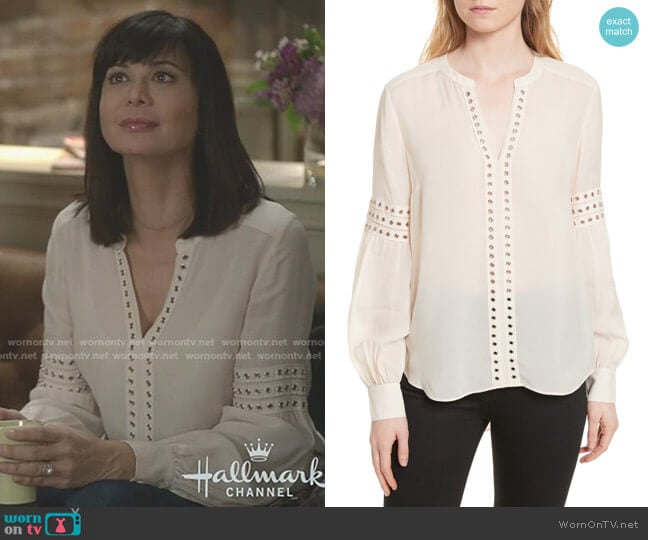 Veronica Beard Willa Eyelet Trim Blouse worn by Cassandra Nightingale (Catherine Bell) on Good Witch