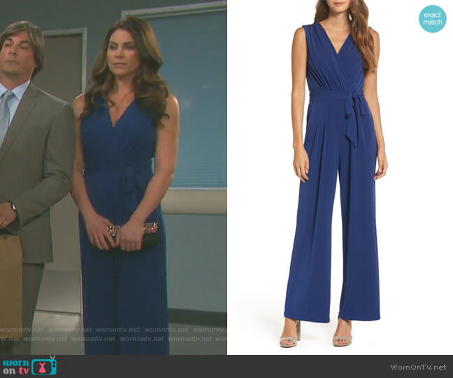 Vince Camuto Faux Wrap Jersey Jumpsuit worn by Chloe Lane (Nadia Bjorlin) on Days of our Lives