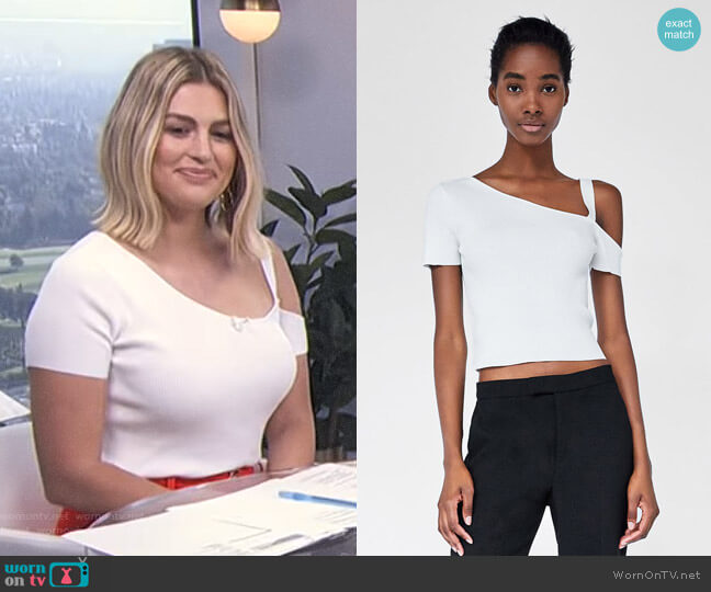Zara Asymmetrical Ribbed Top worn by Carissa Loethen Culiner on E! News
