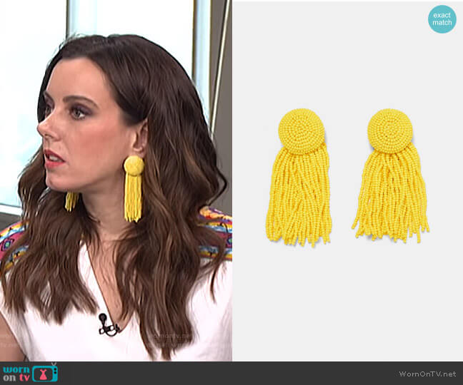 Zara Beaded Earrings with Fringing worn by Melanie Bromley on E! News