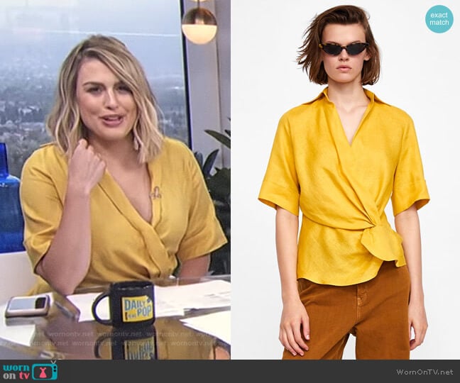 Zara Draped Linen Top worn by Carissa Loethen Culiner on E! News