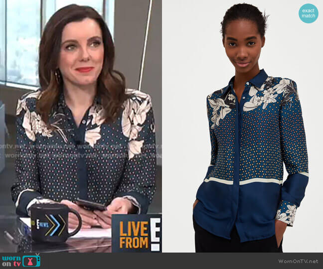 Zara Floral and Polka Dot Shirt worn by Melanie Bromley on E! News