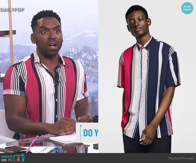 Zara Flowy Striped Shirt worn by Justin Sylvester on E! News