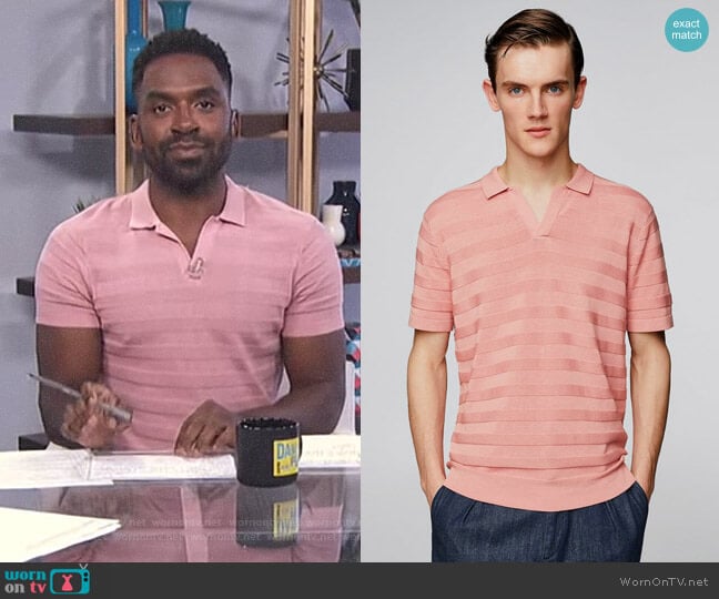 Zara Knit Polo Shirt worn by Justin Sylvester on E! News