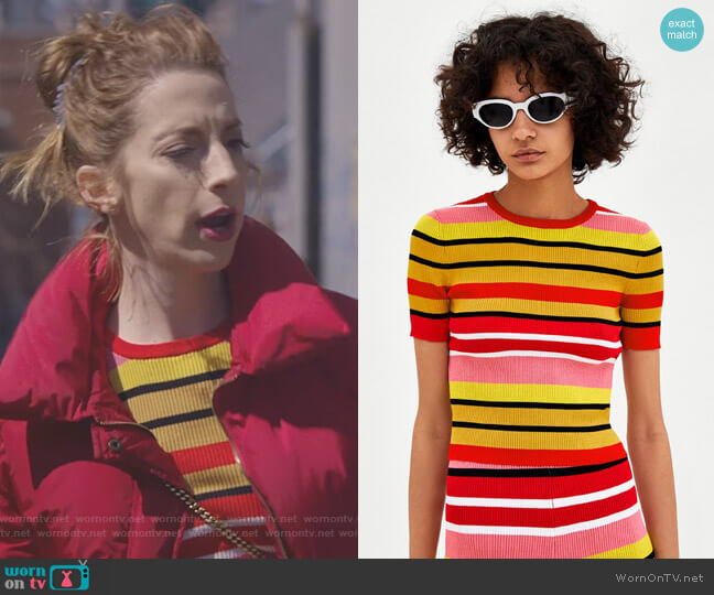 Zara Multicolored Striped Sweater worn by Lauren (Molly Bernard) on Younger