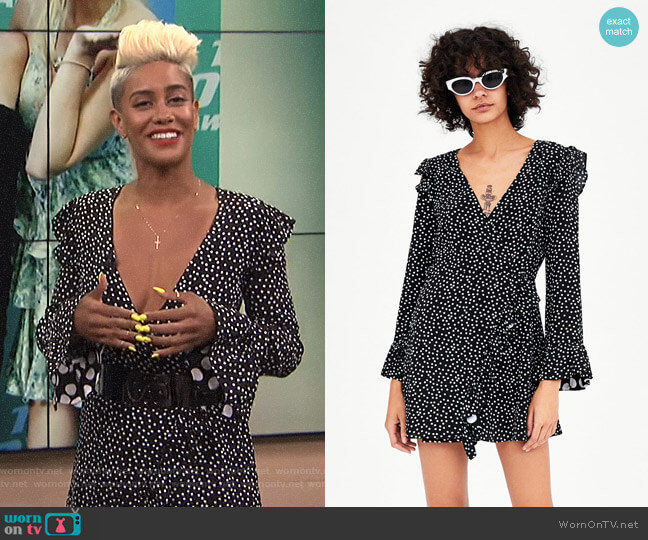 Zara Polka Dot Jumpsuit Dress worn by Sibley Scoles on E! News